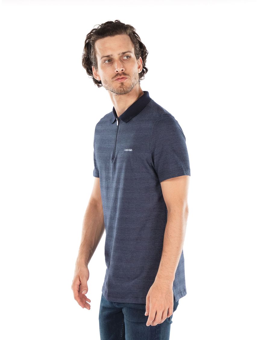 POLO SS ICONIC ZIP NECK HERRINGBON CK