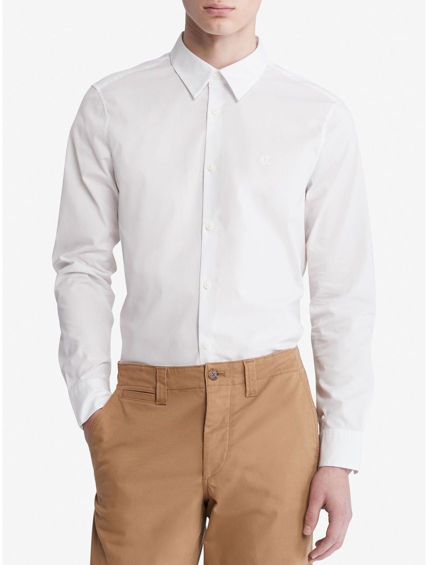 LS SOLID STRETCH SLIM SHIRT CK
