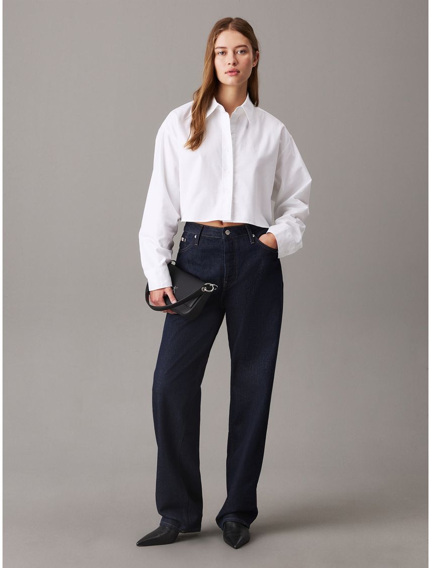 BLUSA OXFORD LS CROPPED SHIRT CK