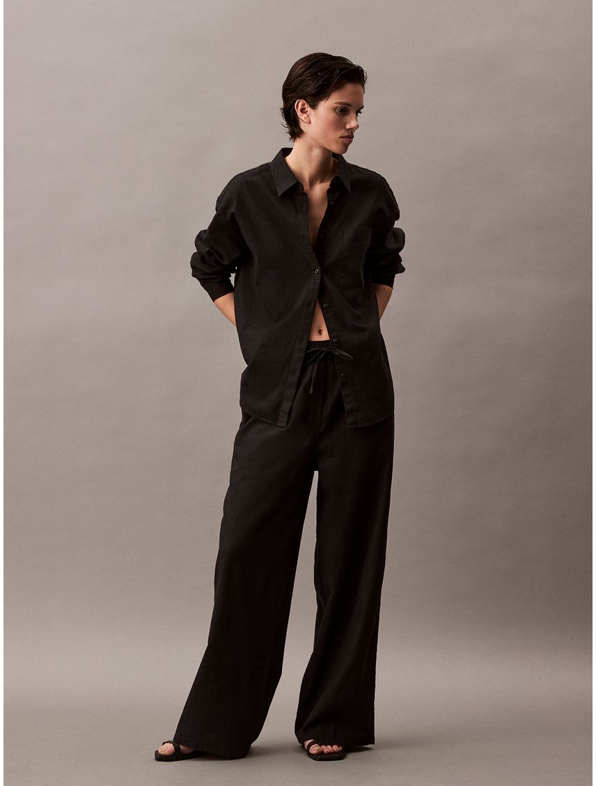 BLUSA COTTON LINEN UTILITY ROLL SLV CK