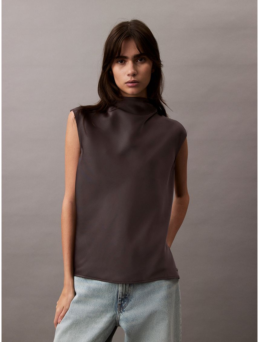 BLUSA SATIN COWL NECK BLOUSE CK