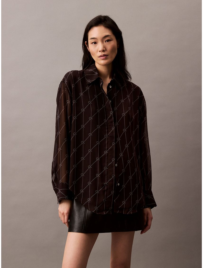 BLUSA CHIFFON LS BUTTONDOWN CK