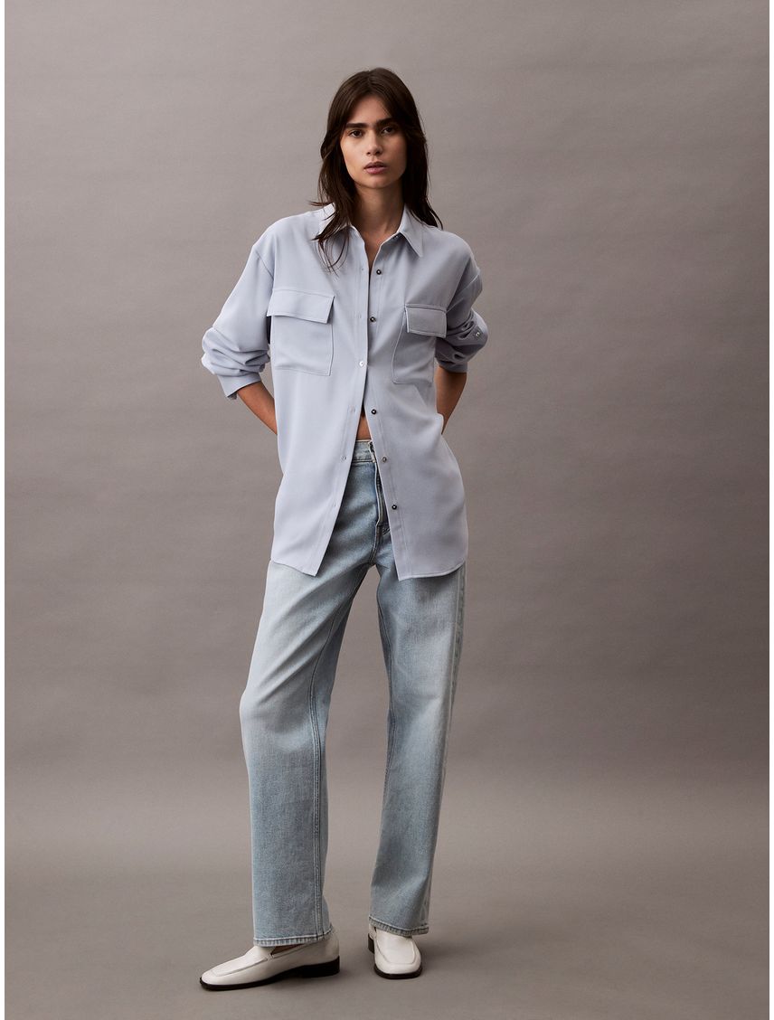 BLUSA CREPE ROLL-TAB TOP CK