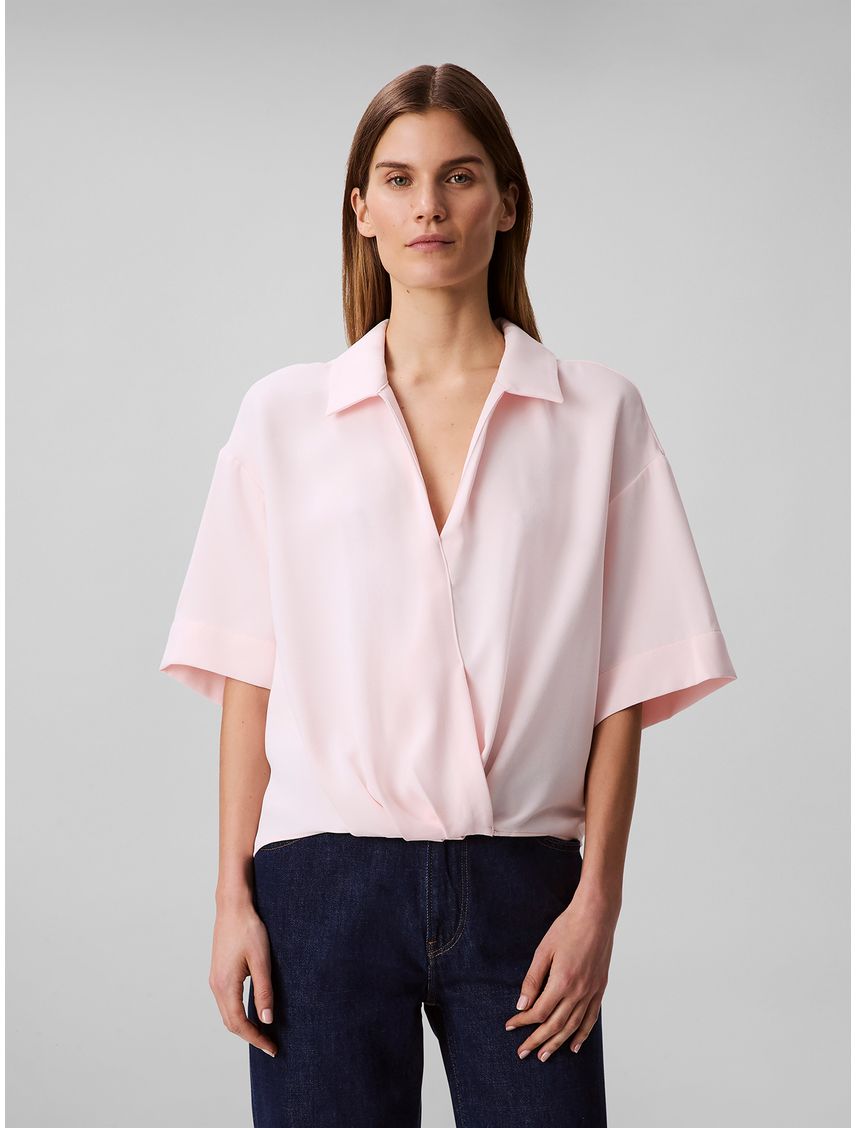 BLUSA CREPE FAUX WRAP SS TOP CK