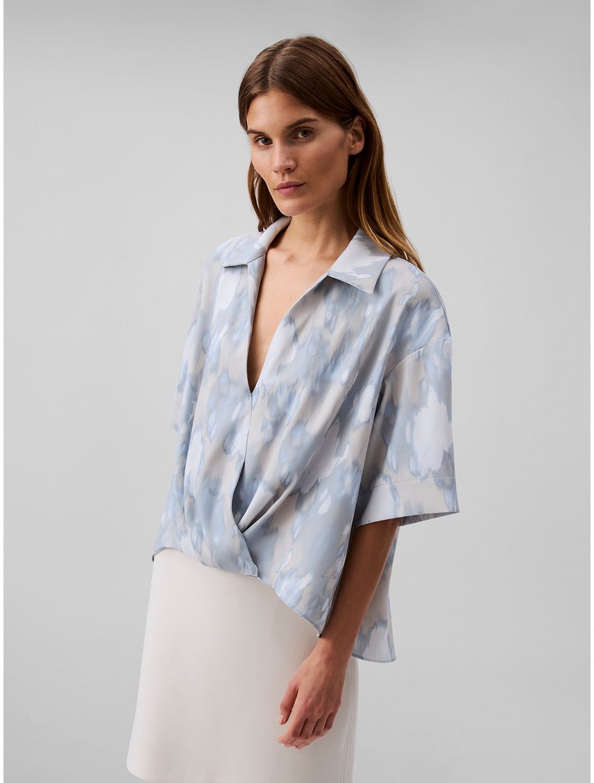 BLUSA CREPE FAUX WRAP SS TOP - PRINT CK