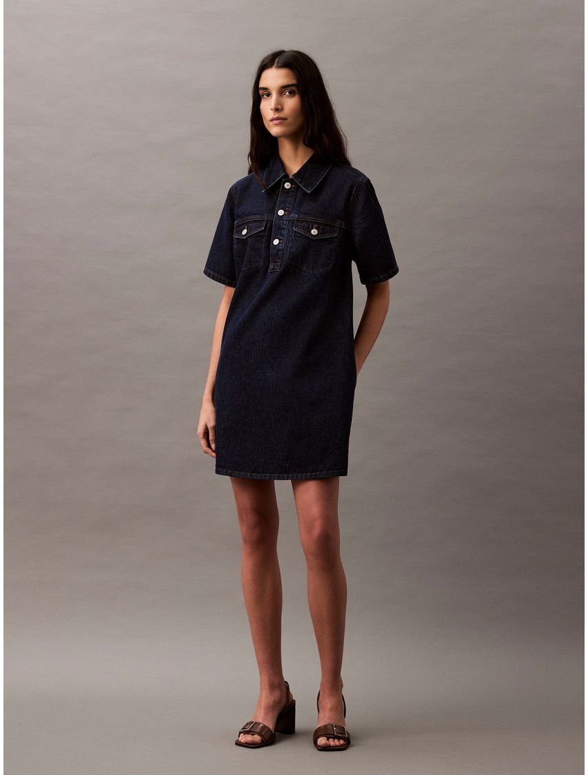 VESTIDO POPOVER DENIM DRESS DARK CK BL CK
