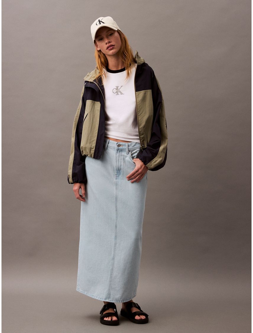FALDA  DENIM MAXI SKIRT BLEACHED INDI CK