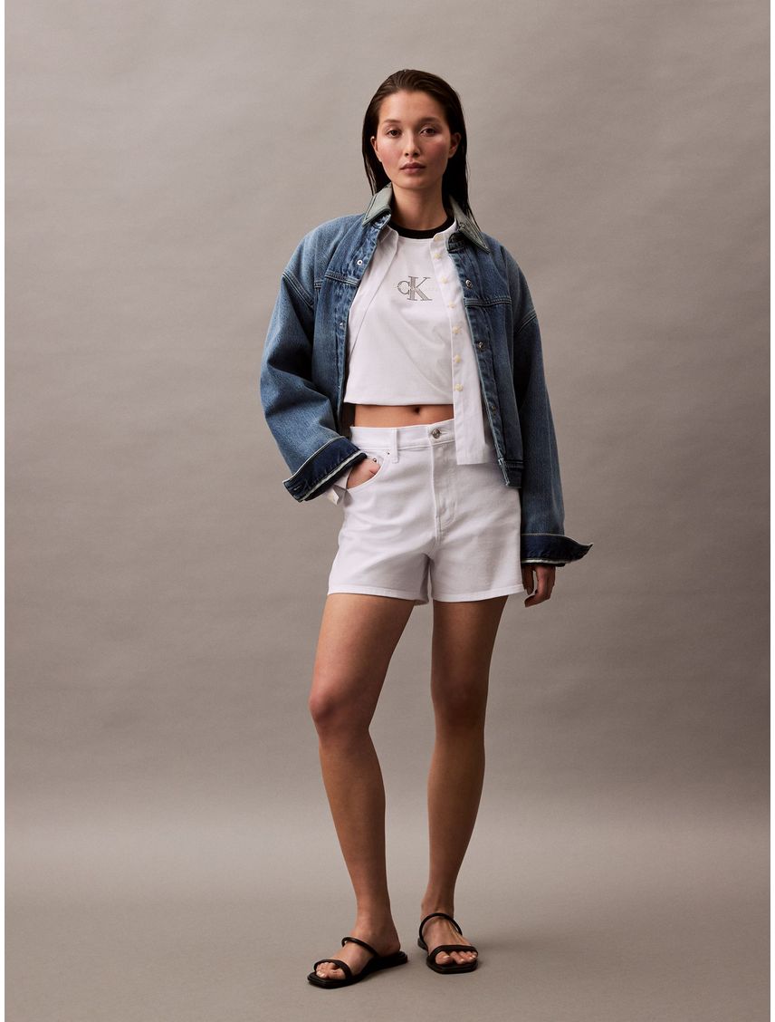 SHORT HI RISE MIDI SHORT OPTIC WHITE CK