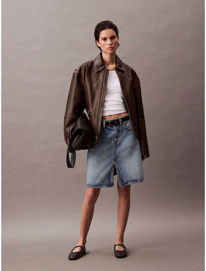 FALDA  DENIM MIDI SKIRT WITH SLIT SAG CK