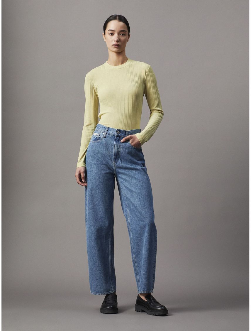 CAMISETA SEMI SHEER RIB LS SLIM TOP CK