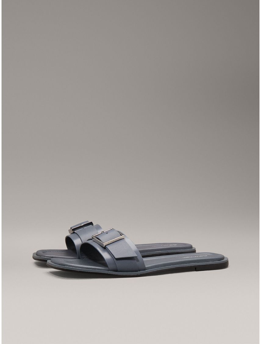 SANDALIAS FLAT SLIDE W/BUCKLE - LTH CK