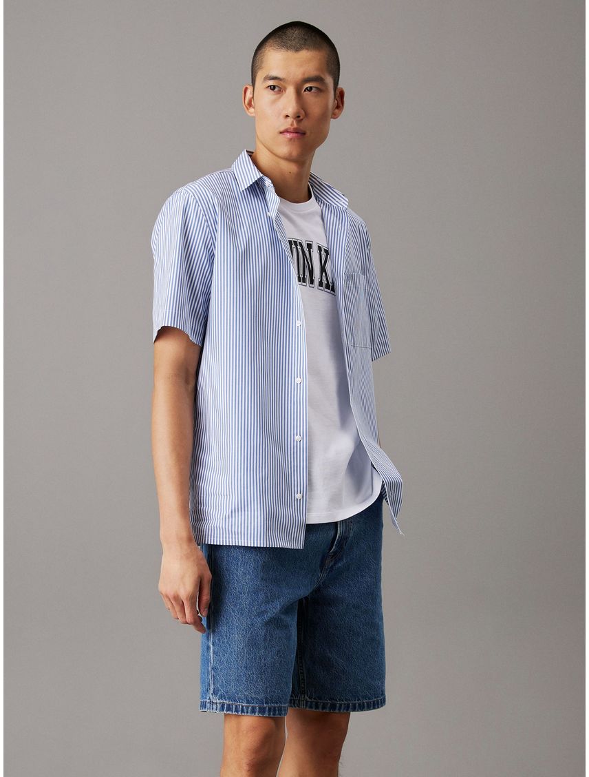 POPLIN STRIPE S/S SHIRT CK