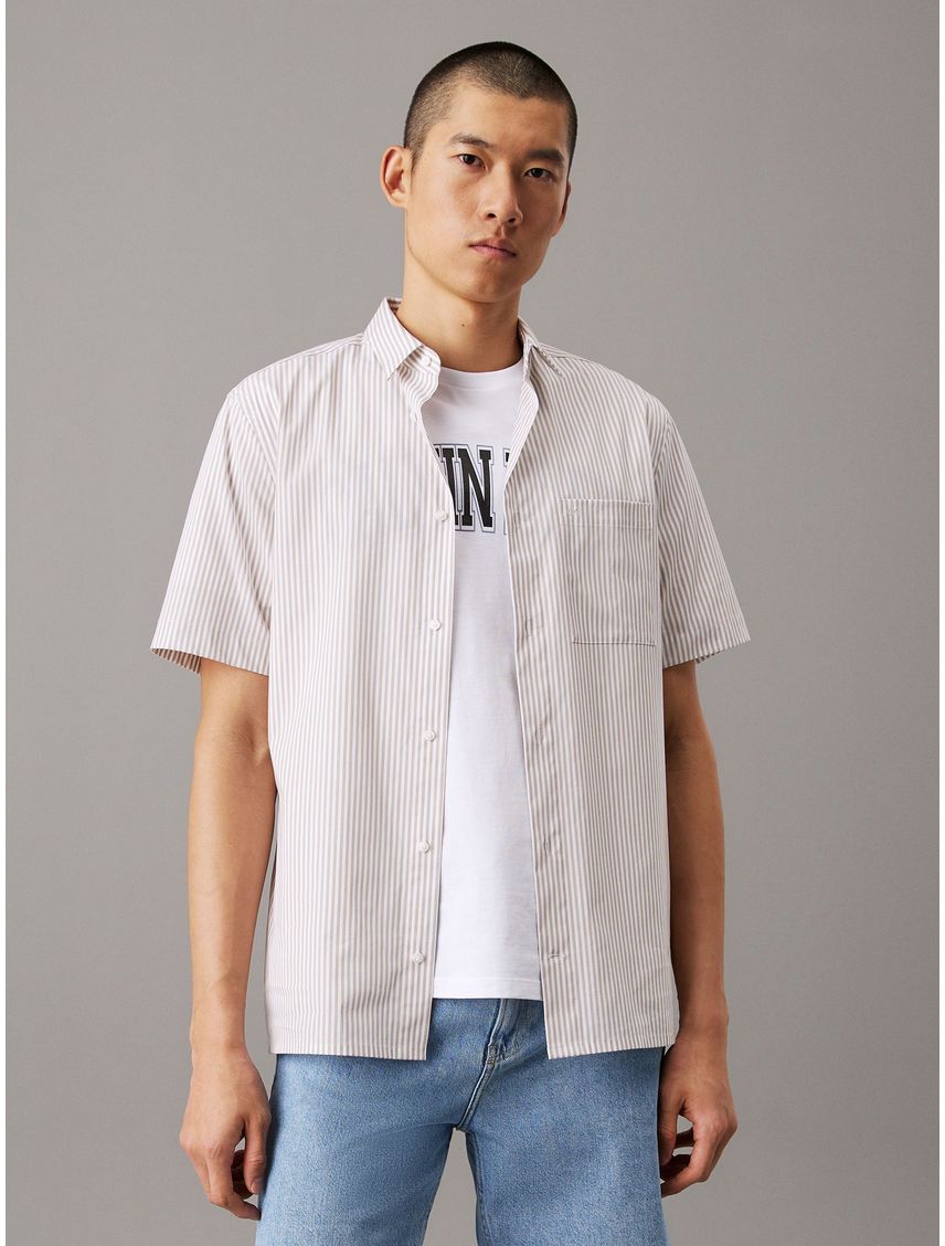 POPLIN STRIPE S/S SHIRT CK
