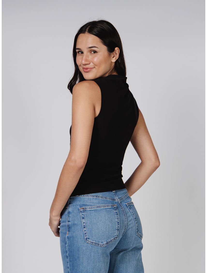 CAMISETA SL CREPE GATHERED MOCK KNECK CK