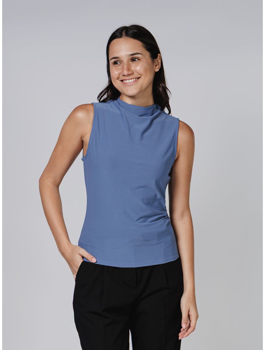 CAMISETA SL CREPE GATHERED MOCK KNECK CK