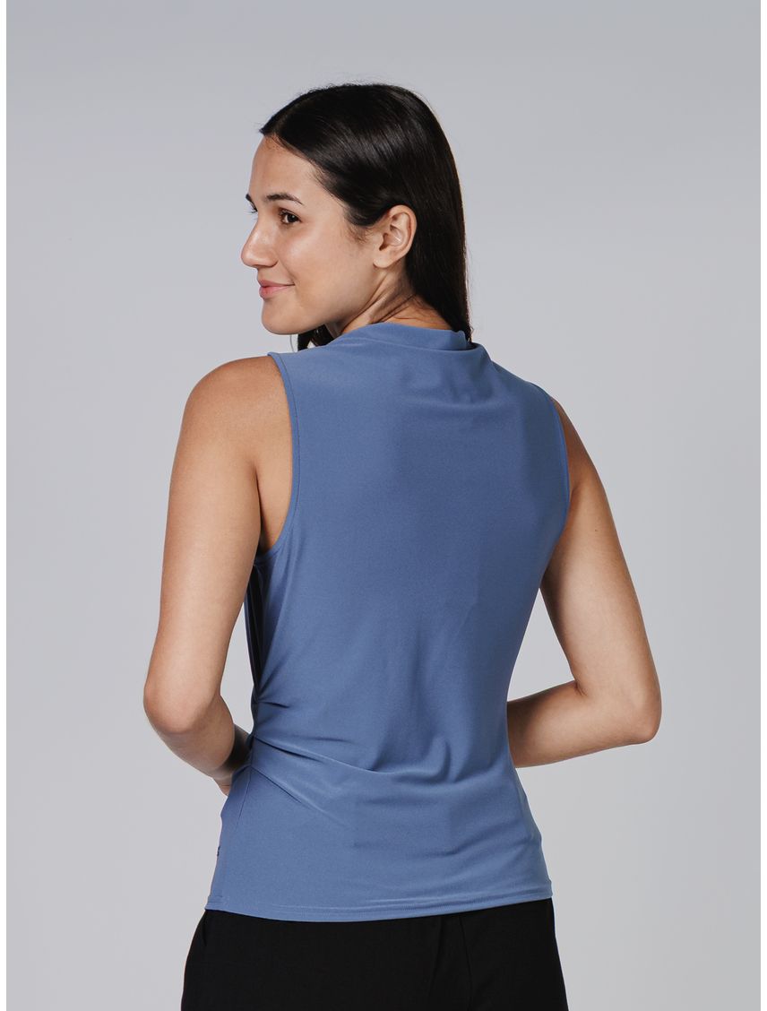 CAMISETA SL CREPE GATHERED MOCK KNECK CK