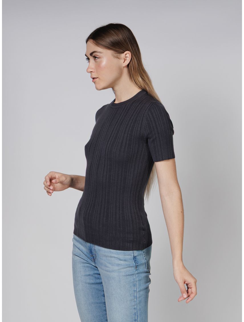 SWEATER COTTON VARIEGATED RIB SS CREW