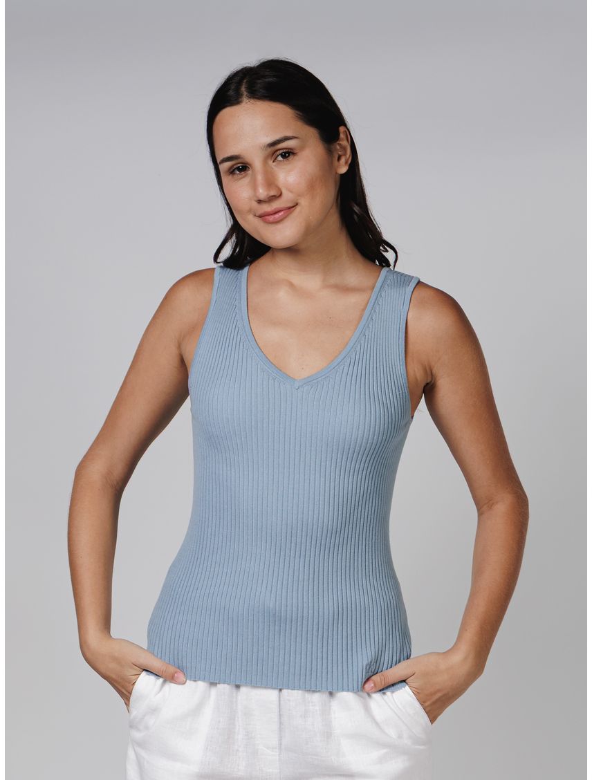 CAMISETA SL COTTON BLEND RIB V NK TANK CK