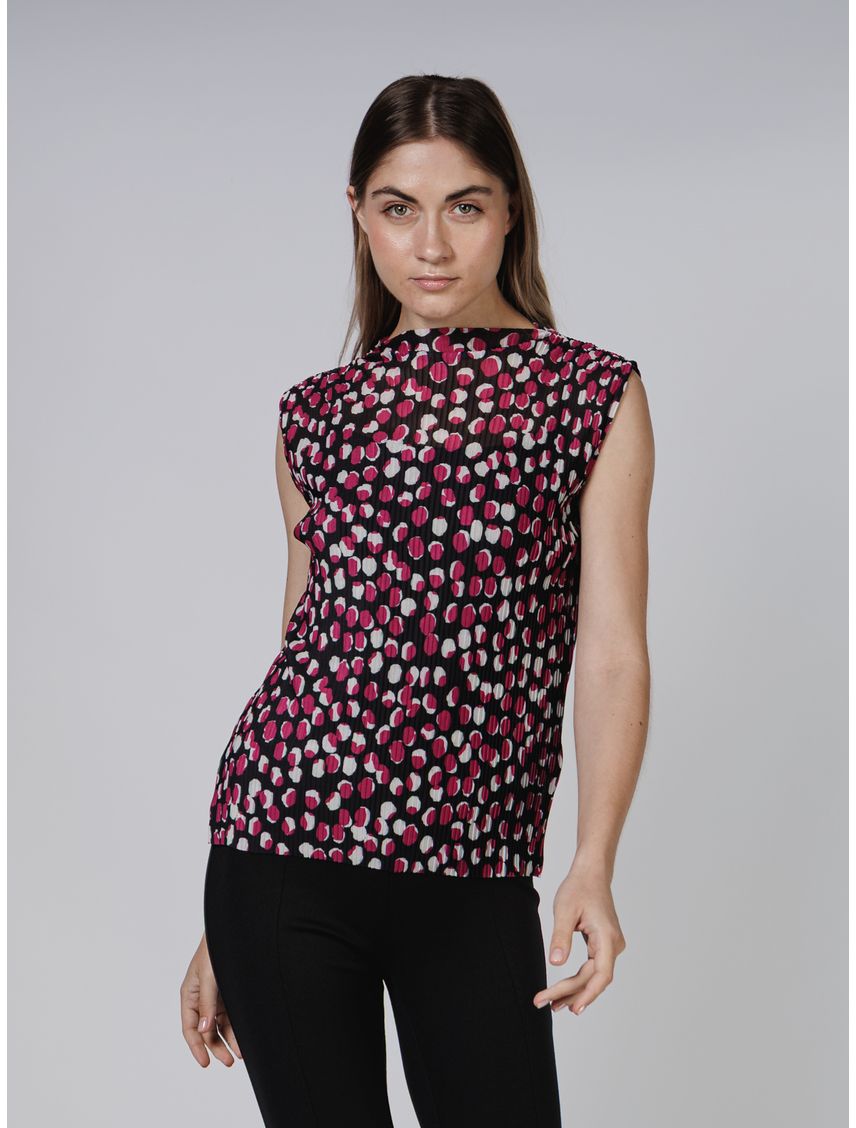 BLUSA PRTD. PLEATED POWER MESH WITH