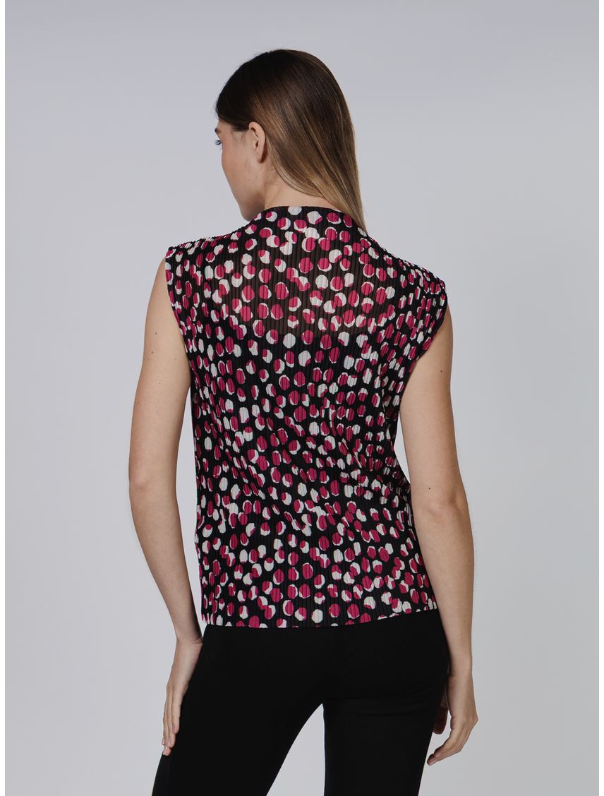 BLUSA PRTD. PLEATED POWER MESH WITH