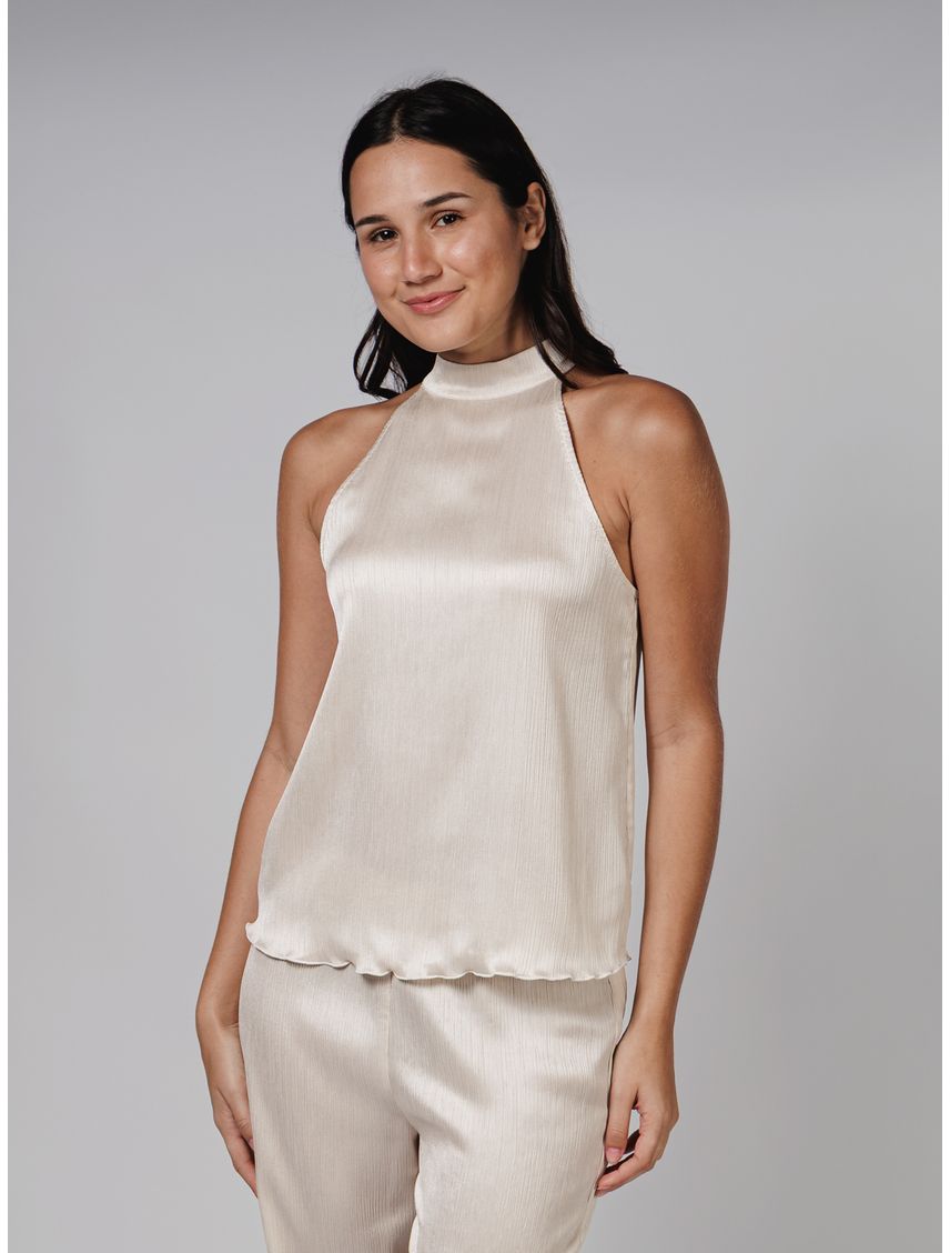 BLUSA PLISSE HIGHNECK SLEEVELESS TOP