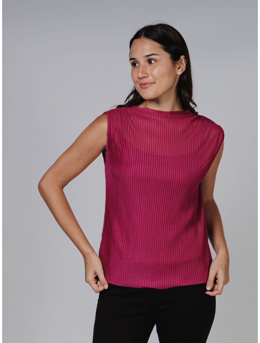BLUSA PLEATED POWER MESH WITH CAMI CK