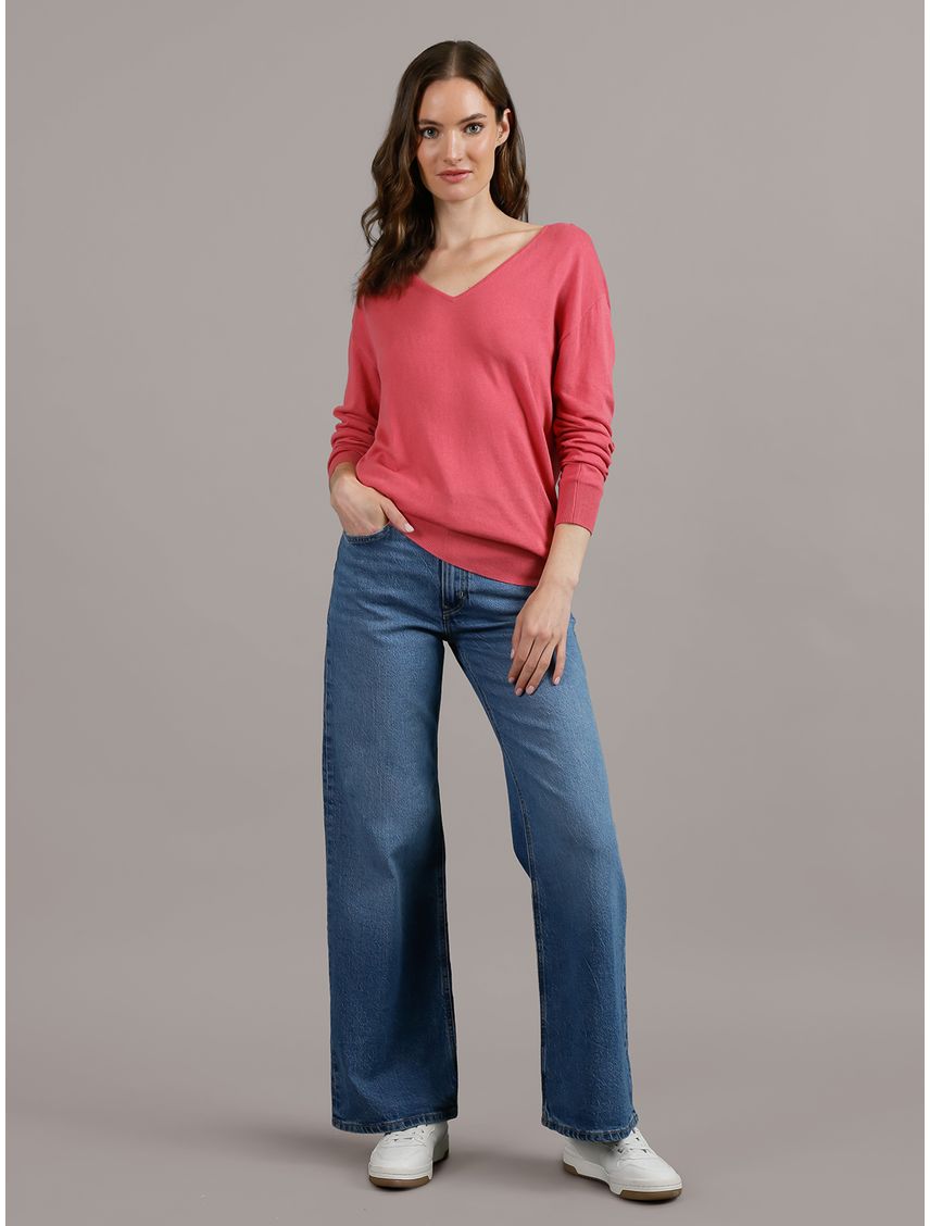 SWEATER LS COTTON VISCOSE RIB V NK SWE