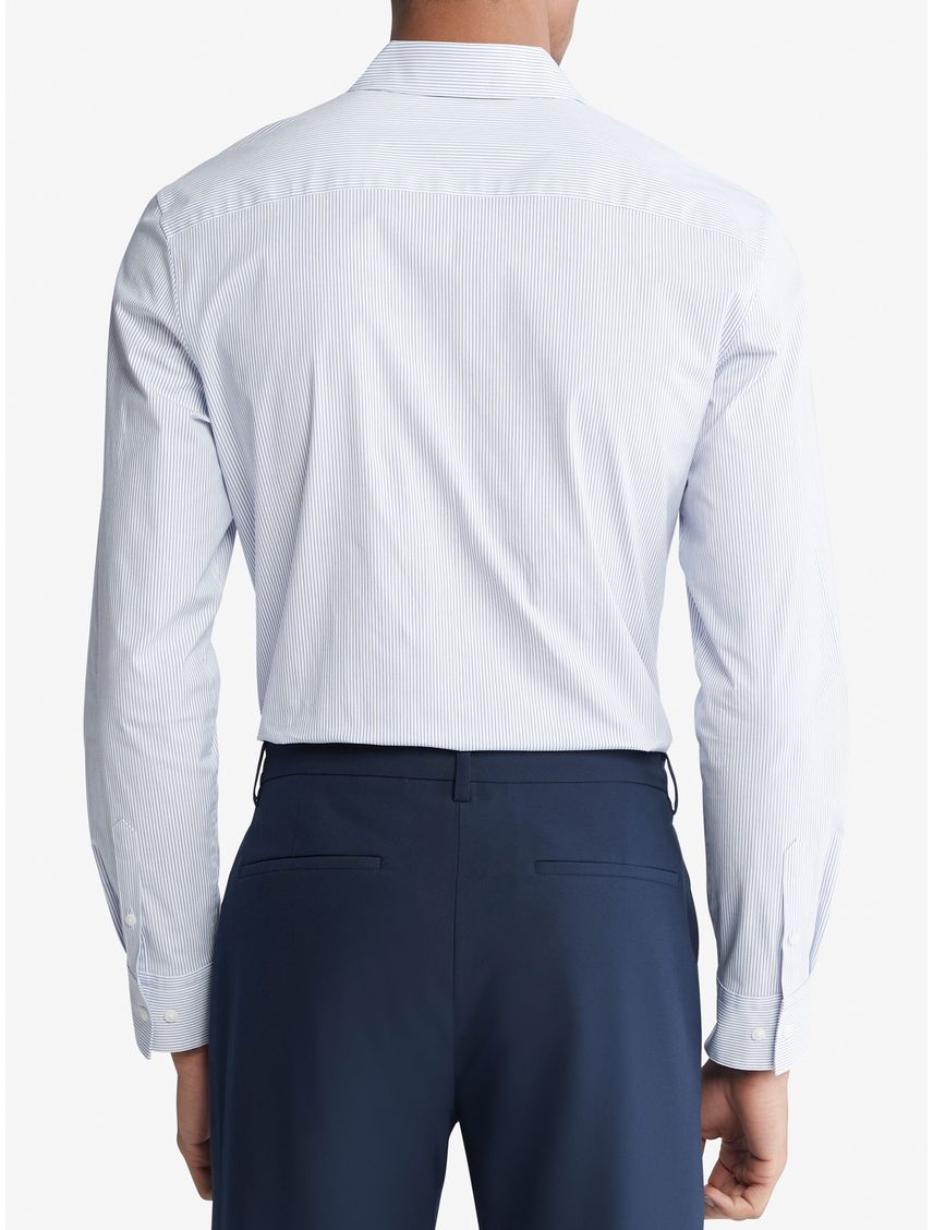 Camisa de manga larga slim stretch a rayas finas