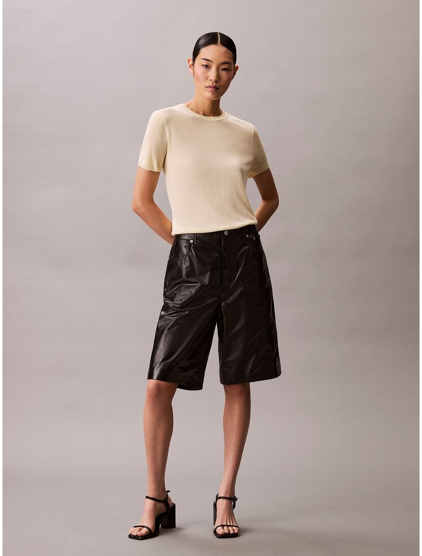 Suéter de manga corta de punto ligero de viscosa CK