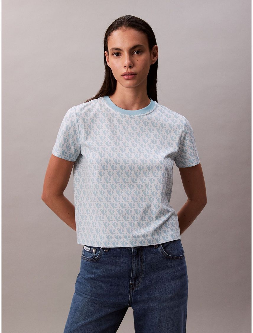 Camisa clásica con monograma all over CK