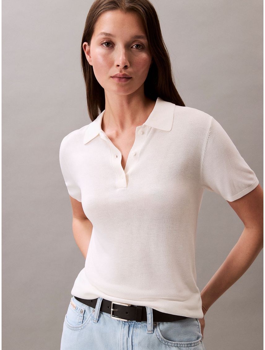 Suéter tipo polo de viscosa CK