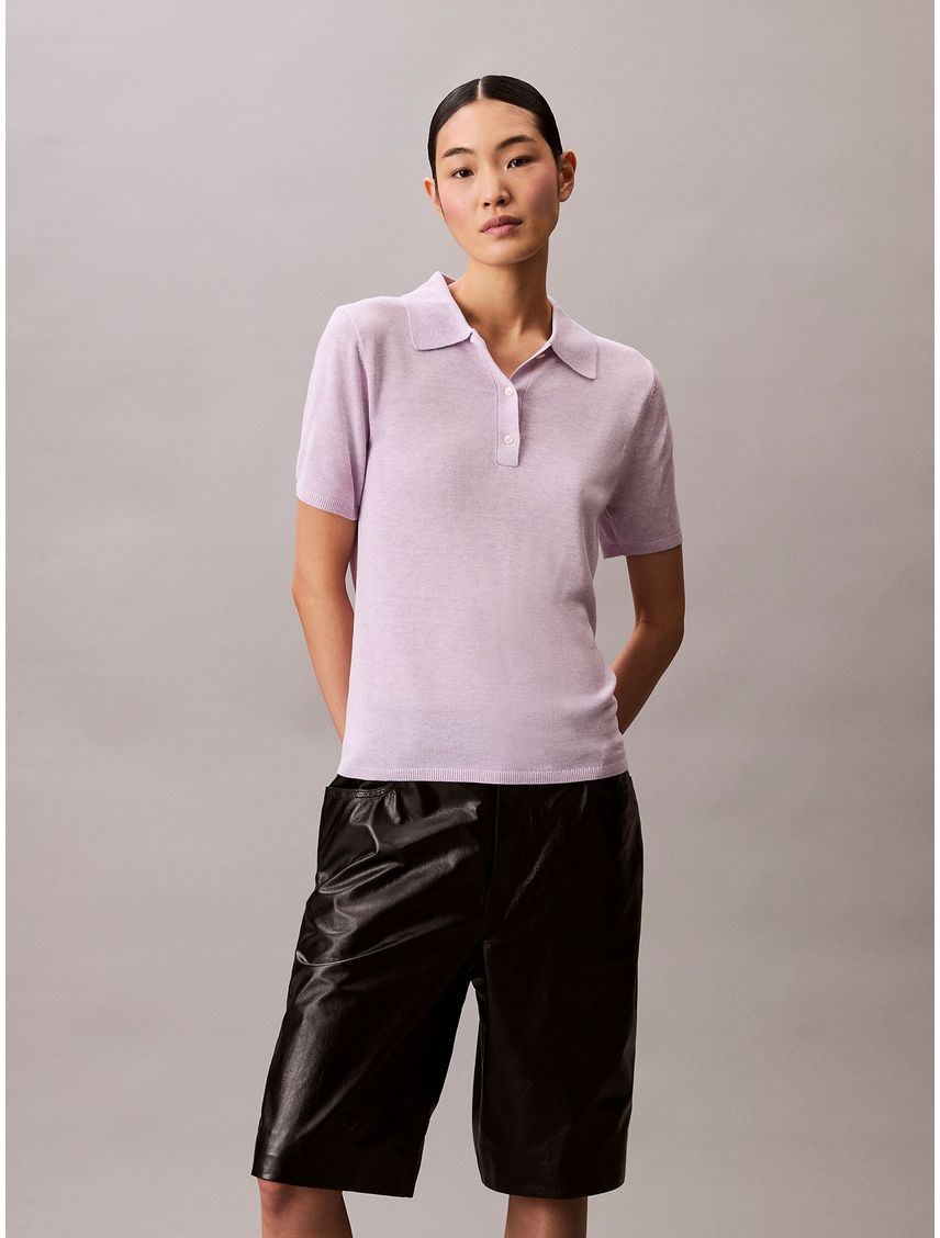 Suéter tipo polo de viscosa CK