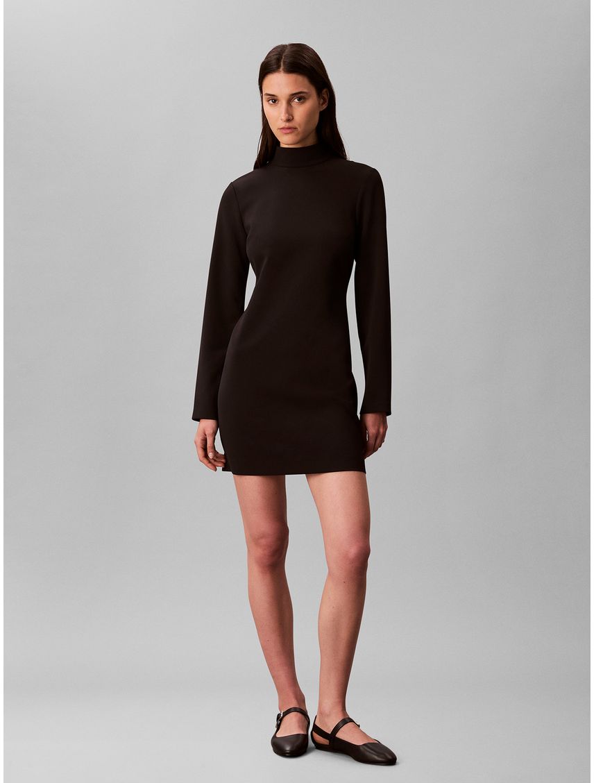 VESTIDO CREPE LS TURTLENECK MINI DRESS