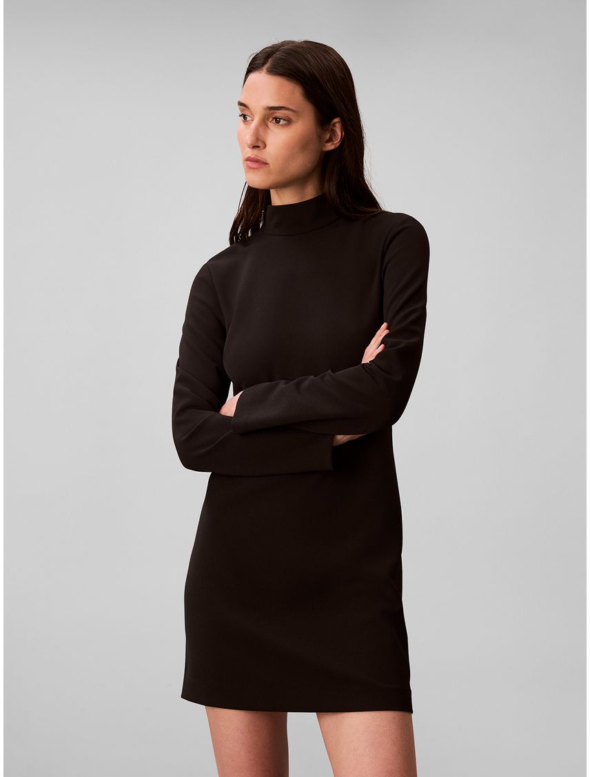 VESTIDO CREPE LS TURTLENECK MINI DRESS