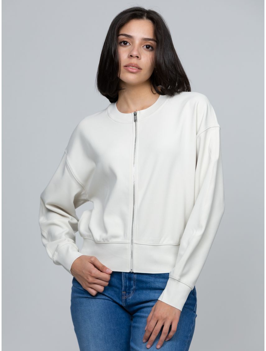 Sweater de crepé elástico con cremallera