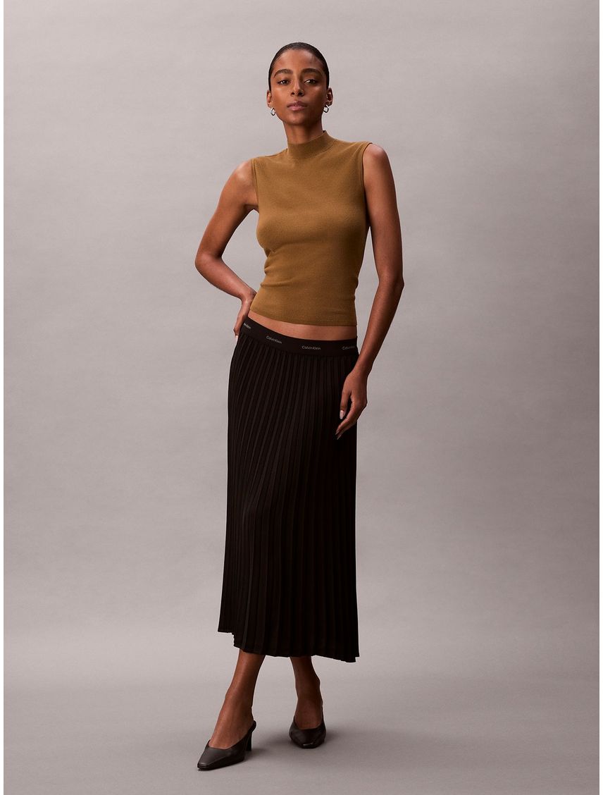 FALDA PLEATED CREPE MIDI SKIRT