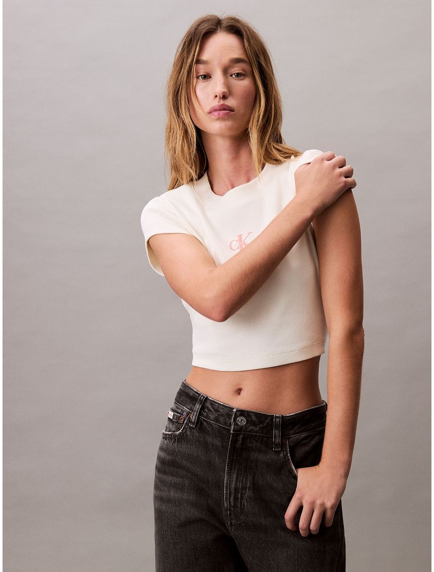 Camiseta con tejido acanalado CK