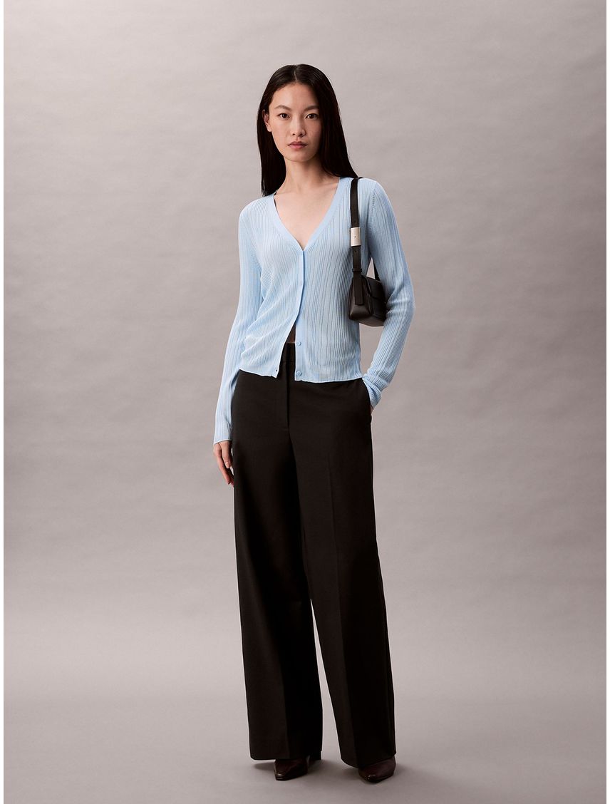 Suéter de canalé de viscosa brillante CK